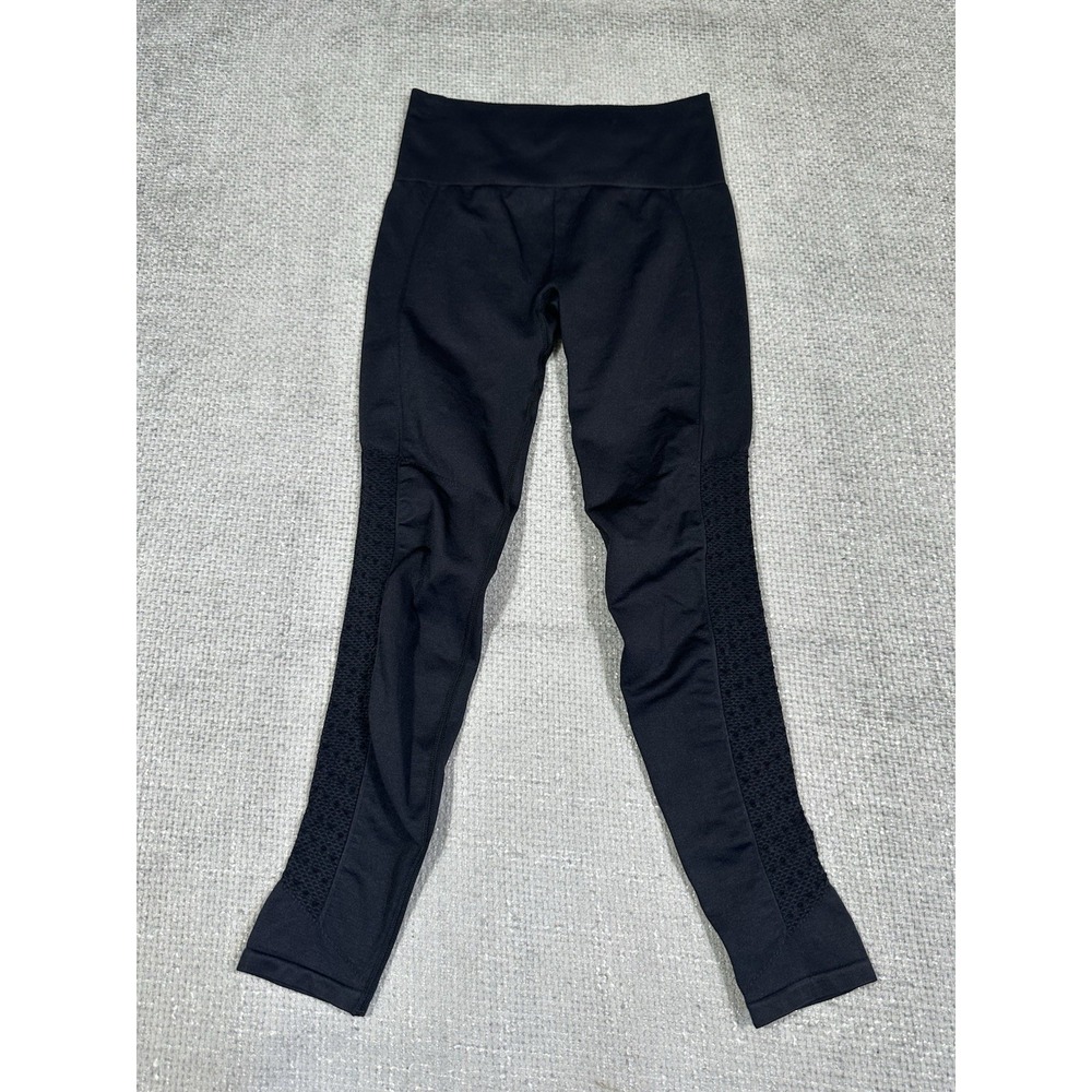 Fabletics Leggings Women XS Black‎ Sync Seamless High Waisted 7/8 Mesh Panel